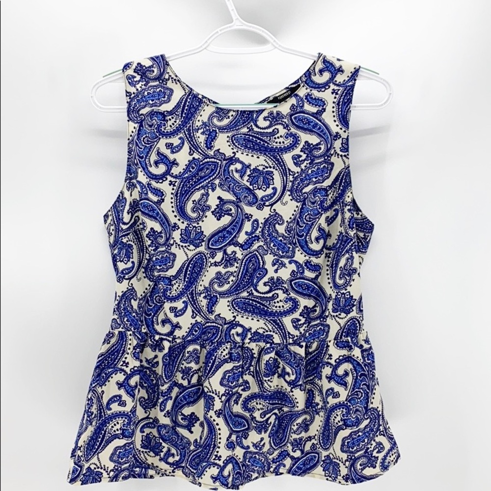 Forever 21 peplum sleeveless keyhole back blouse
